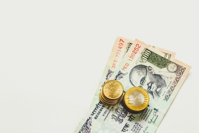 Indian rupee notes and coins